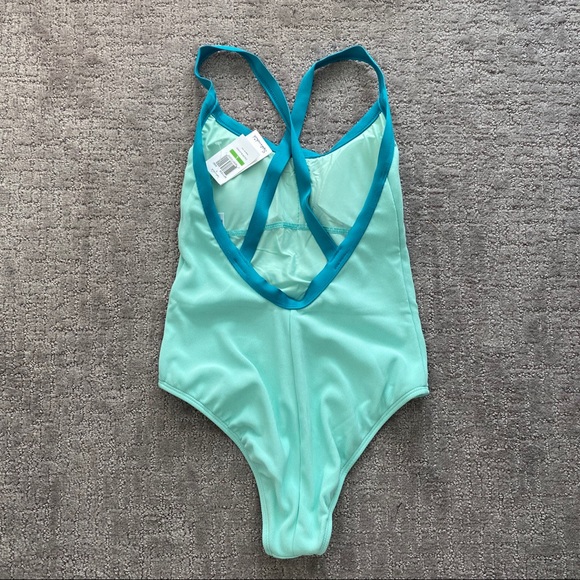 428 Splendid blue and green  color block monokini - Picture 5 of 5